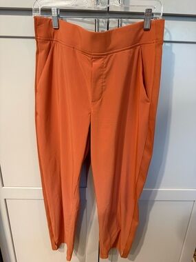 Athleta Brooklyn Ankle Pants 10P Petite Orange Travel Jogger Stretch EUC